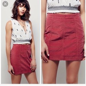 Free People red corduroy mini skirt size 2